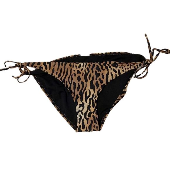 Leopard cheetah print & black string bikini swimsuit swim XL NWT - Picture 3 of 9